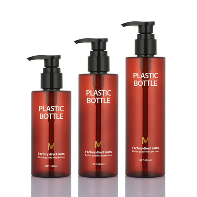 Runde Amber Shampoo Bottle Pump Sprayer 150ml 200ml 250ml für Duschgel