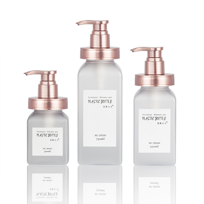 Rechteckige, transparente, matte PETG-Kosmetikdose aus Kunststoff, Körperpumpe, Shampoo-Lotionsflasche