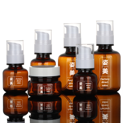 Kosmetische Verpackensätze ODM, 60ml 90ml 130ml Amber Plastic Cosmetic Jars