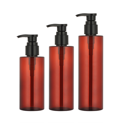 Runde Amber Shampoo Bottle Pump Sprayer 150ml 200ml 250ml für Duschgel