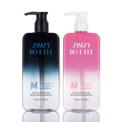 leere klare kosmetische Flasche der Lotions-500ml mit luftlosem Pumpen-Steigungs-Rosa-Schwarzem