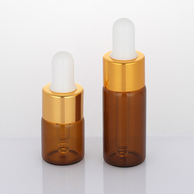 Bereifte Flaschen-Amber Dropper Round Face Serum-Flasche 5ml 10ml leere kosmetische