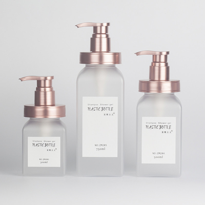 Rechteckige, transparente, matte PETG-Kosmetikdose aus Kunststoff, Körperpumpe, Shampoo-Lotionsflasche