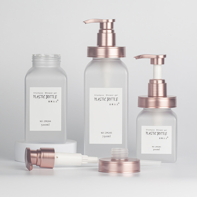 Rechteckige, transparente, matte PETG-Kosmetikdose aus Kunststoff, Körperpumpe, Shampoo-Lotionsflasche