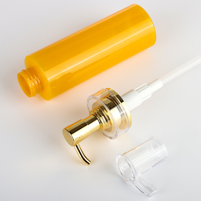 Kundenspezifischer Plastikhaustier-Körper-Lotion-Flaschen-Shampoo-Duschgel-Behälter mit Goldpumpe 350ml