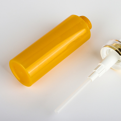 Kundenspezifischer Plastikhaustier-Körper-Lotion-Flaschen-Shampoo-Duschgel-Behälter mit Goldpumpe 350ml