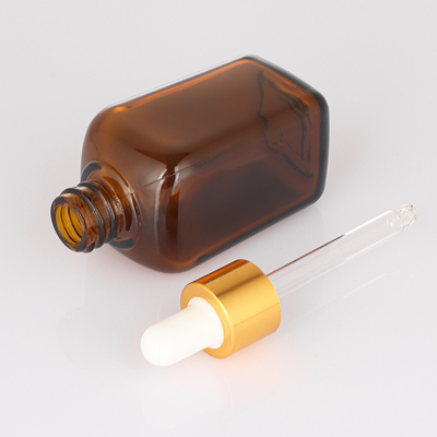 Fertigen Sie nachfüllbare Haar-Öl-Tropfflasche-quadratisches Glas materielles 50ml besonders an