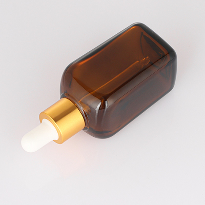 Fertigen Sie nachfüllbare Haar-Öl-Tropfflasche-quadratisches Glas materielles 50ml besonders an