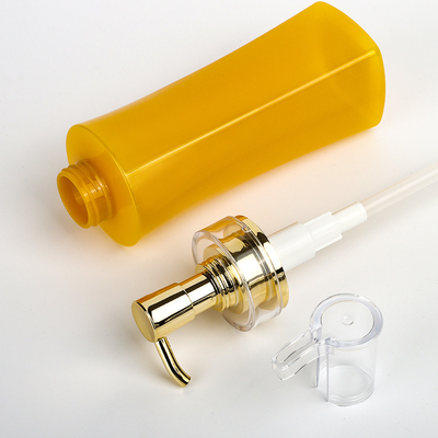 Plastik-Amber Soap Foam Pump Yellow-Shampoo-Flasche mit unterschiedlicher Pumpe drei