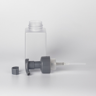 Hochwertige PETG transparente quadratische Flasche mit Lotionsschaumpumpe für Shampoo