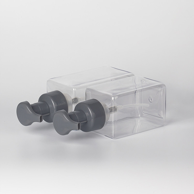 Hochwertige PETG transparente quadratische Flasche mit Lotionsschaumpumpe für Shampoo