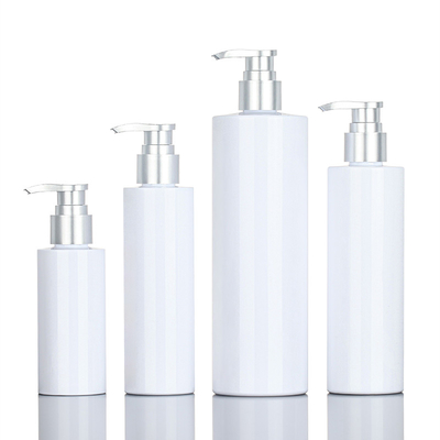 SERUM-Conditioner-Plastikshampoo-Pumpe Skincare des HAUSTIER Verpackenflasche weiße runde Duschgel-200ml 500ml silberne Spitzen