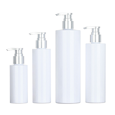 SERUM-Conditioner-Plastikshampoo-Pumpe Skincare des HAUSTIER Verpackenflasche weiße runde Duschgel-200ml 500ml silberne Spitzen
