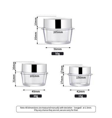 Großhandels-Körper-Buttergesichts-Cremetiegel-acrylsauerplastiktopf 15g 30g 50g doppel-wandiger leerer kosmetischer mit der Lippe