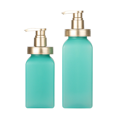Luxus-Wäsche-Seifen-luftloser Salon-Verpackenshampoo-Flasche 500ml 750ml Matte Light Green Square Body mit Goldpumpe