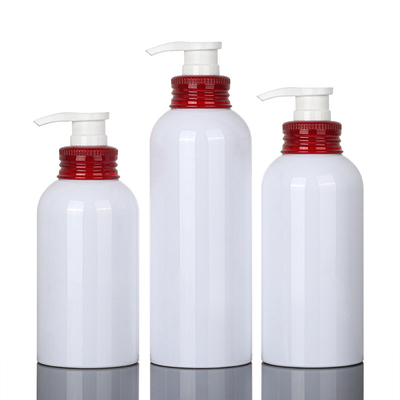 Pumpen-leere Shampoo-Körper-Wäsche-runde Behälter-Lotions-Plastikflaschen 350ml 500ml weiße rote