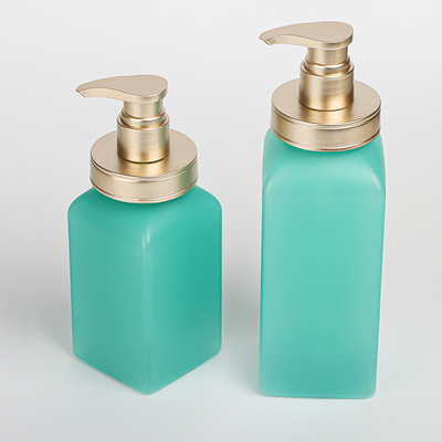 Luxusgoldspitzen-Druckpumpe-Grün-Körper-Lotions-Behälter, der Plastikshampoo-Quadrat-Flasche verpackt